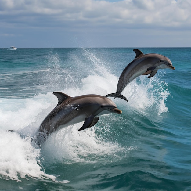 Les dauphins sautent de l'eau