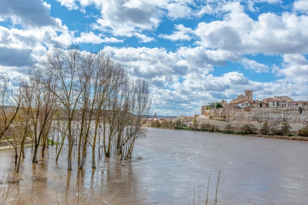 Le débit de la rivière Duero qui traverse la ville de Zamora en Espagne