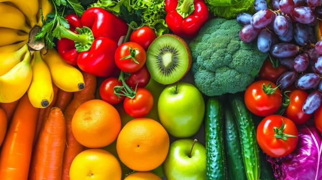 Débordant de saveurs vibrantes, explorant le fond succulent des fruits et légumes mélangés