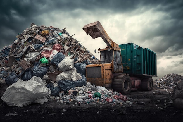 Photo débordement d'ordures provenant d'un dépotoir non préparé à la décharge