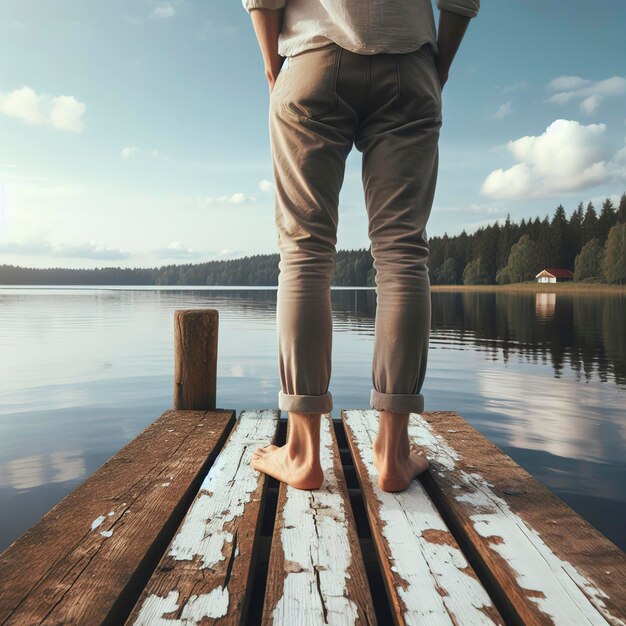 debout sur des planches de bois blanches