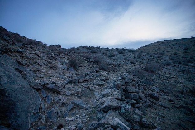 Le début du soir dans la steppe de montagne