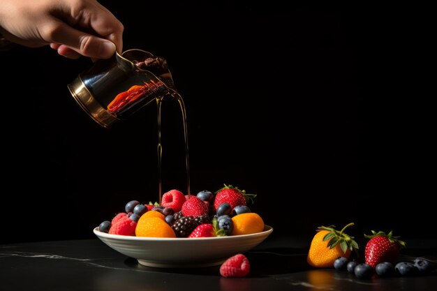 Photo la décadence est un fruit exquis trempé dans du chocolat velouté.