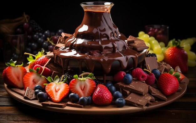 Decadent Chocolate Fountain Delight Generative AI