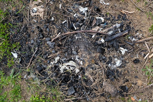 Déchets au bord du lac. Les sacs et bouteilles en plastique polluent l'environnement. Le concept de protection et de préservation de la nature environnante. photo de haute qualité