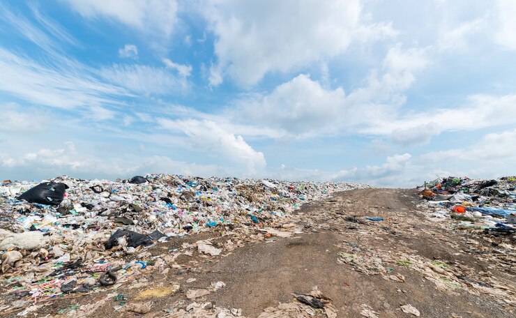 Photo déchets dans une décharge municipale pour les ordures ménagères