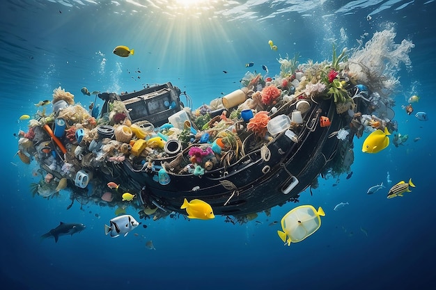 Déchets plastiques et déchets sous-marins dans l'océan Pollution de l'océan