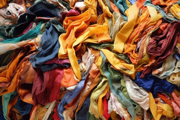 Déchets textiles et tissus à recycler créés avec l'IA générative