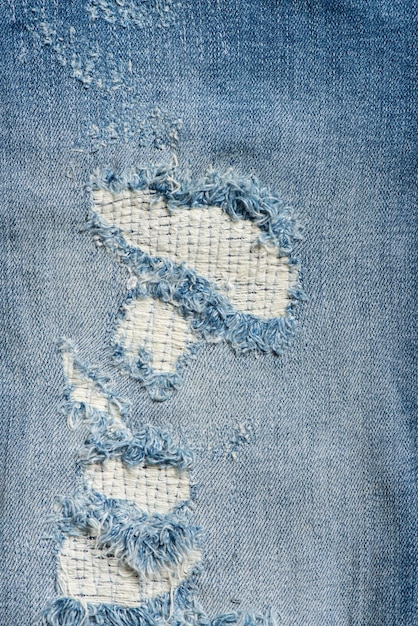 Photo déchiré sur un jean bleu