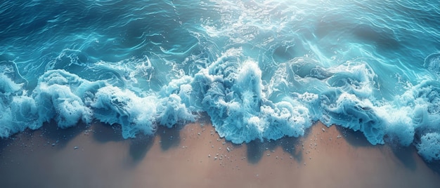 Un décor 3D abstrait époustouflant de la côte et des vagues douces offrant une vue du haut