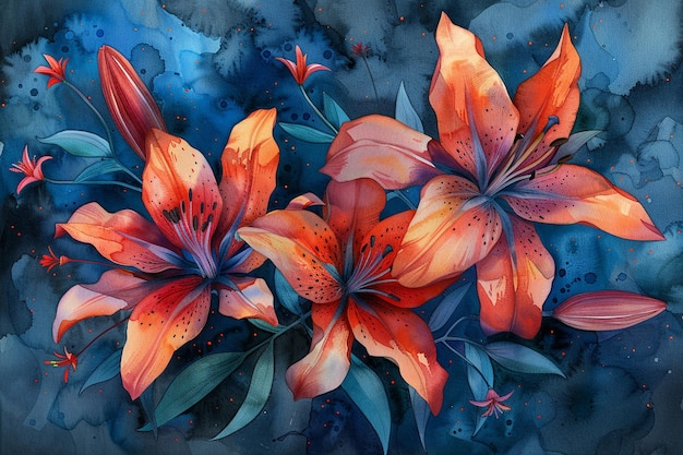 Un décor d'aquarelle magnifique avec des pétales en fleurs