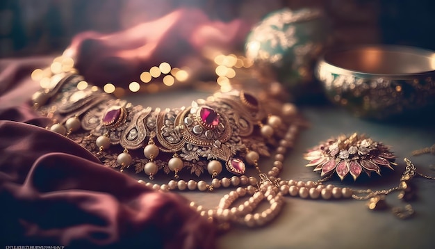 Décor de bijoux de mariage décoratif et royal pour un look audacieux ai génératif