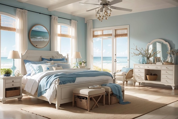 Décor de chambre à coucher sur la plage La vie côtière à son meilleur