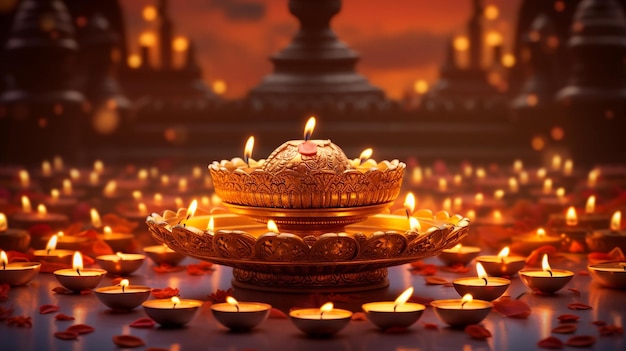 Photo un décor délicieux de diwali avec un design captivant et festif généré par l'ia