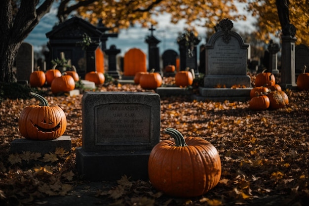 Décor festif d'Halloween Pumpkin avec l'épouvantail dans la célébration de la récolte d'automne