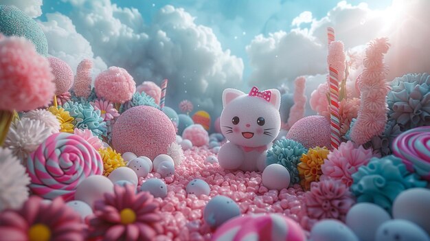 Photo le décor de fond kawaii 3d joyeux