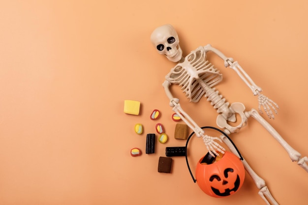 Décor d'Halloween Squelette Gummy Candy Petit JackOLantern Citrouille Panier avec Bonbons
