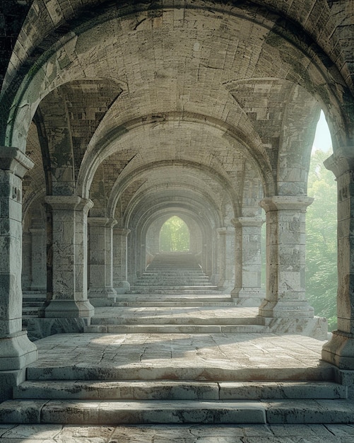 Un décor majestueux et imposant d'une abbaye romane