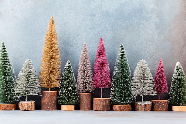 Photo décor de noël arbre de noël sur fond bleu