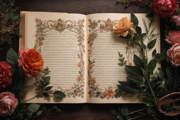 Décor de page vintage Bismillah avec des couronnes, des flèches et des éléments floraux