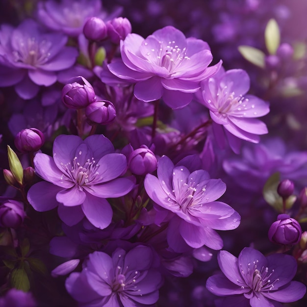 Un décor photographique paisible avec des fleurs violettes enchanteuses