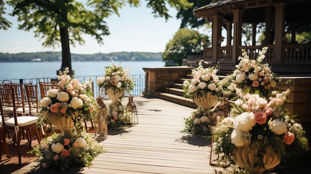 Photo décor pour une cérémonie de mariage en plein air dans un endroit pittoresque