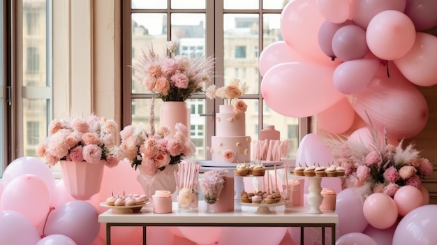 Décor de table de bienvenue de fête de genre avec des éléments minimalistes générés par l'IA