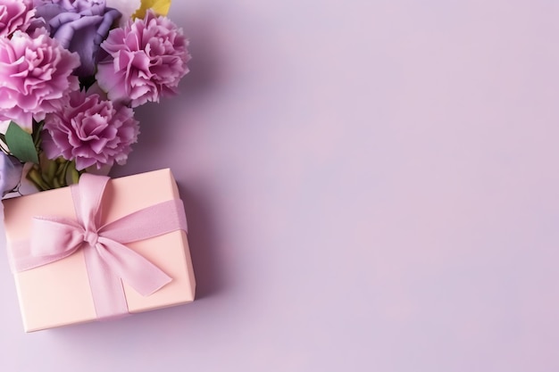 Décoratif de bouquet de fleurs de tulipes ou boîte-cadeau enveloppée pour la fête des mères ou la Saint-Valentin avec fond