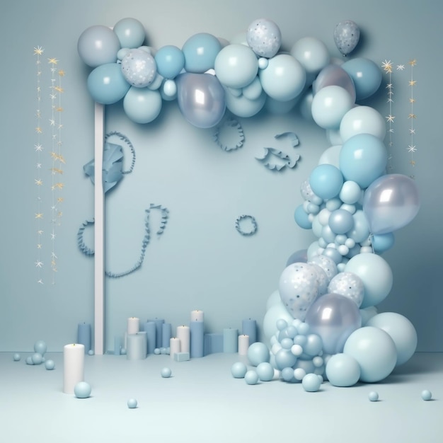 Décoration d'arc de ballon 3d pour studio photo Generative AI
