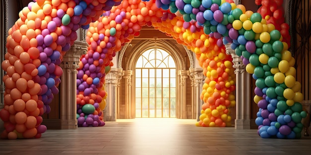 Décoration d'arc de guirlande de ballons générative AI générée par l'IA Mode de cérémonie de mariage