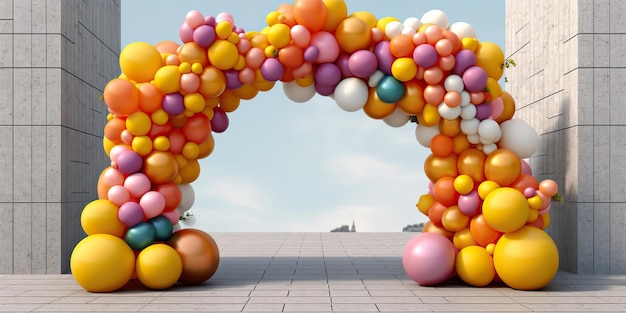 Décoration d'arc de guirlande de ballons générative AI générée par l'IA Mode de cérémonie de mariage