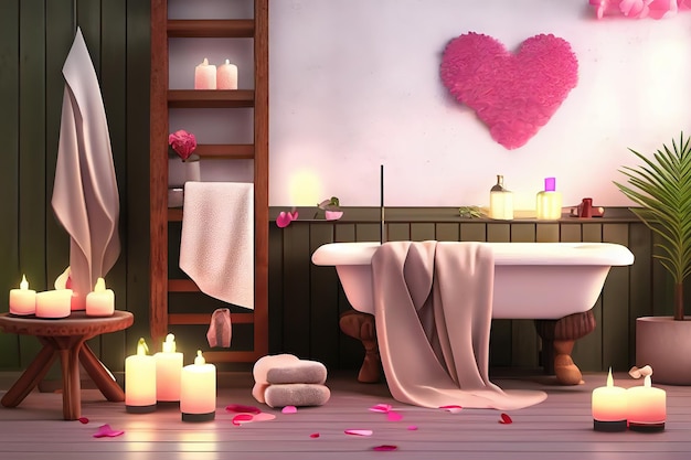 Décoration de bien-être Spa concept dans Valentine39s Day Generative Ai