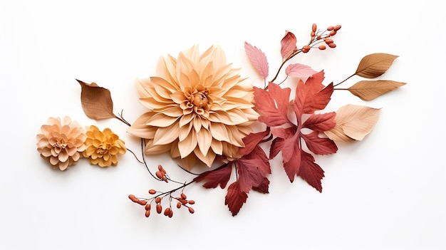 décoration avec bois sauvage de dahlia séché et feuilles belle décoration et fleur bohème