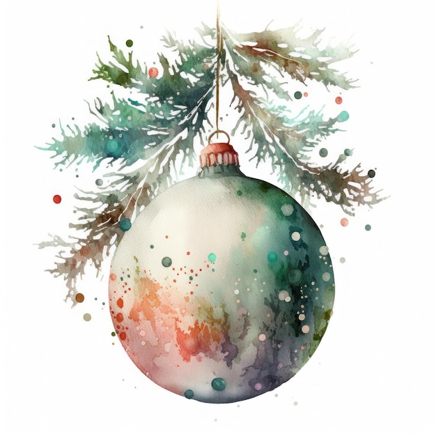 Décoration de boule de Noël aquarelle Illustration AI GenerativexA