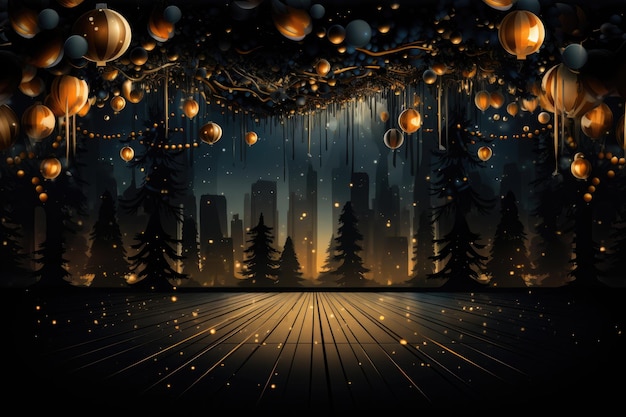 décoration de boule de Noël sur fond flou abstrait généré par AI