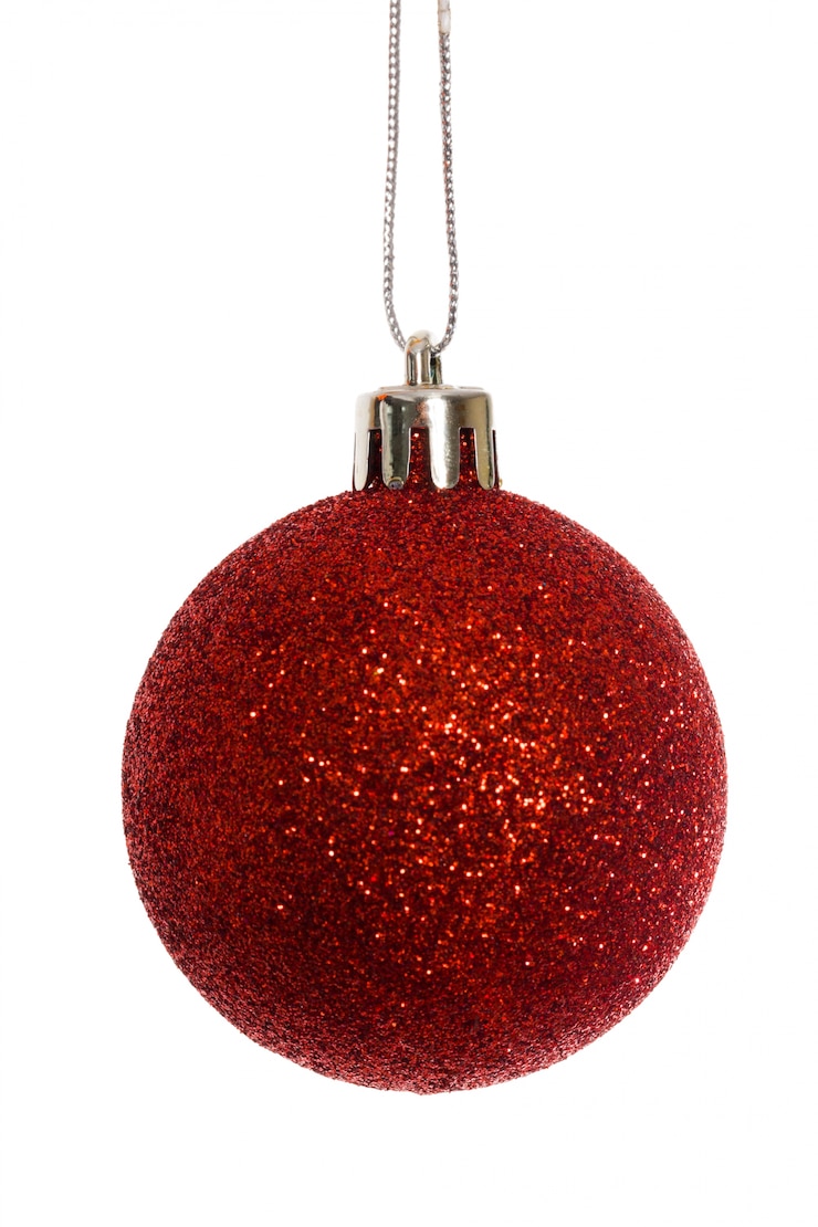 Photo décoration de boule de noël rouge suspendus