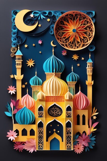 Photo décoration de carte de ramadan