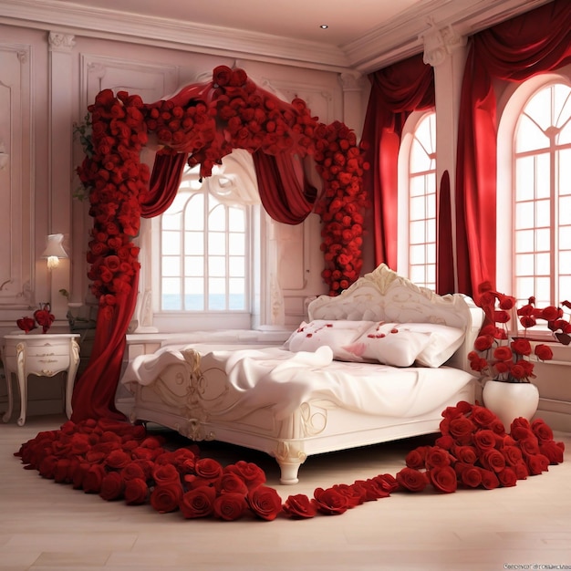 Décoration de la chambre de Valentin avec des roses