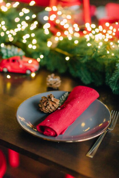 Décoration de cuisine de Noël, intérieur du Nouvel An, dîner de fête