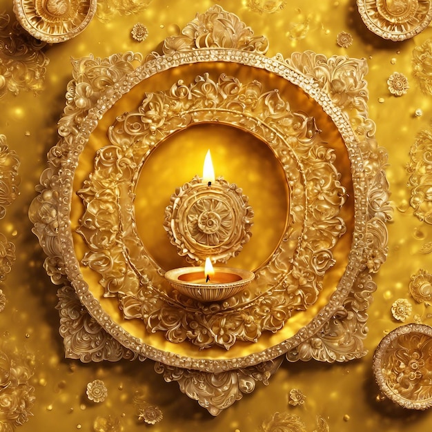 Photo décoration de diwali sur les diyas en feu