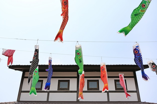 Décoration de drapeau de carpes koi japonais coup dans le vent. Streamer de la carpe.