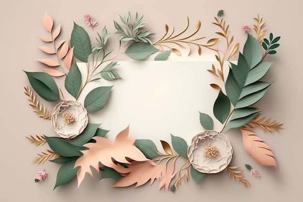 décoration d'éléments botaniques avec feuille de papier vierge