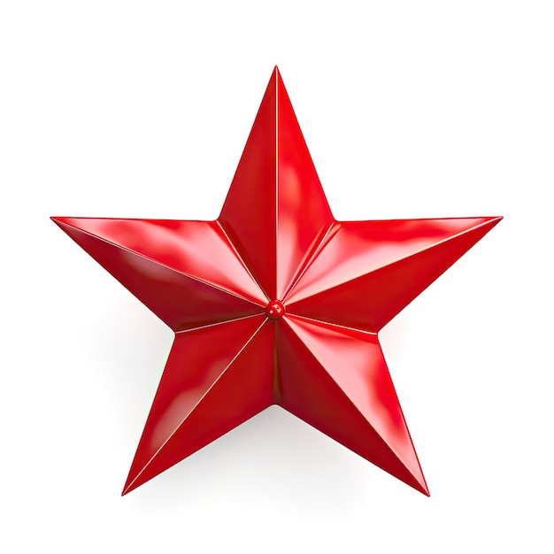 Photo décoration d'étoile rouge de noël 3d sur fond blanc