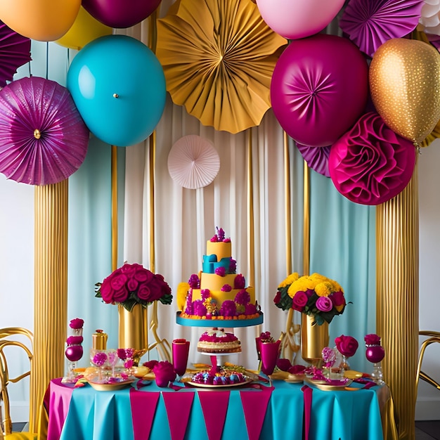 Une décoration de fête d'anniversaire de luxe