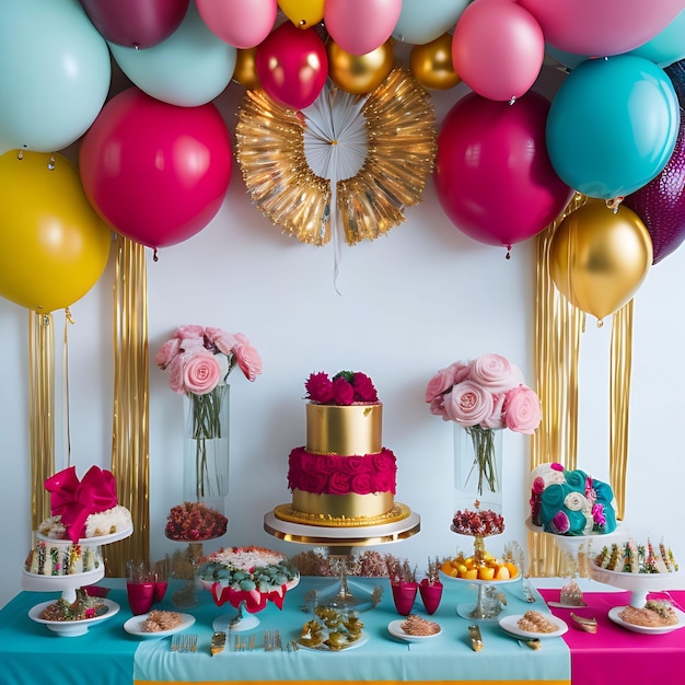 Une décoration de fête d'anniversaire de luxe