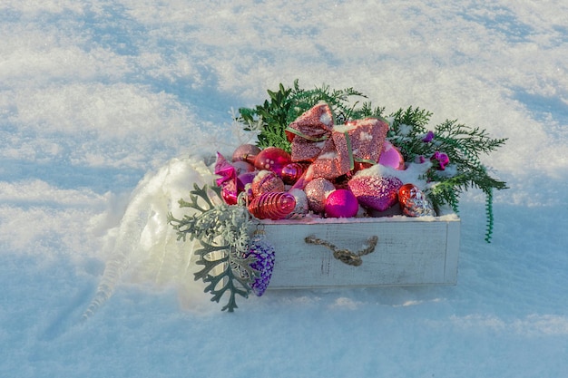 Décoration de flétrissement dans le jardin sur le concept de Noël