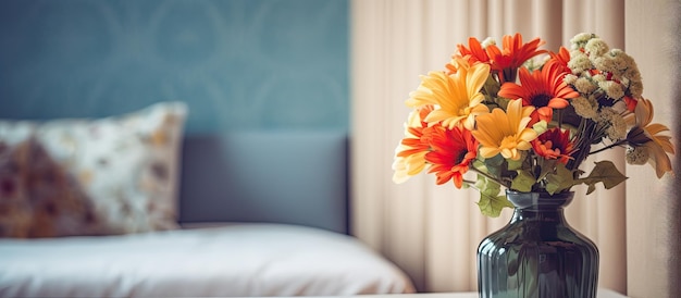 Décoration florale dans une chambre d'hôtel