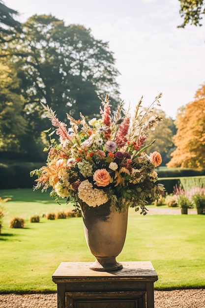 Décoration florale décoration de mariage et célébration de vacances d'automne fleurs automnales et décorations d'événements dans l'idée de style campagnard de jardin de campagne anglaise