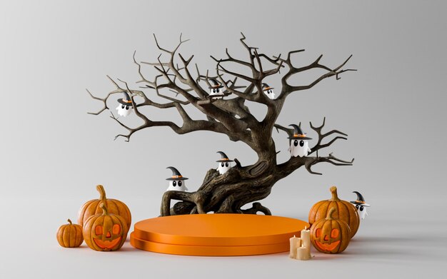 Photo décoration de fond avec de la citrouille ghost dead tree pour la présentation du produit