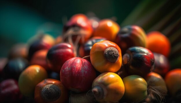 Décoration de grappes de tomates et de baies mûres générées par l'intelligence artificielle